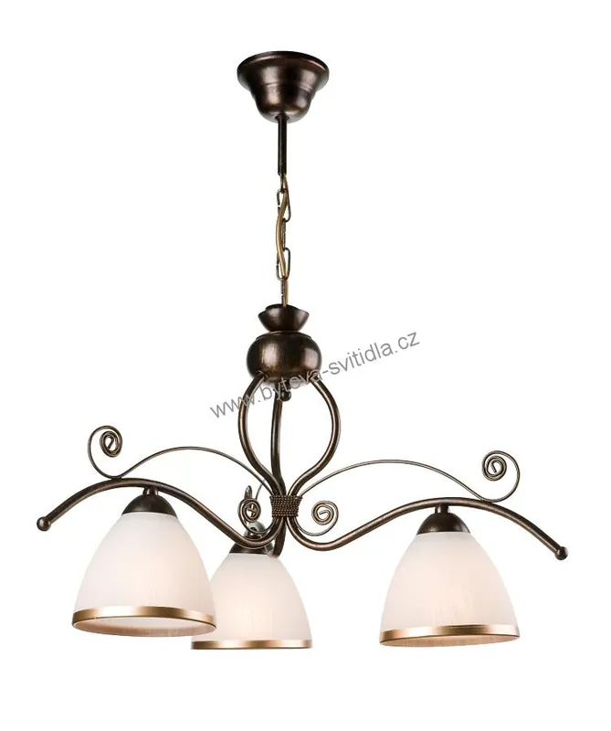 Autentický Lamkur LM 3.51 RETRO II black 02897 - Trojramenný rustikální lustr