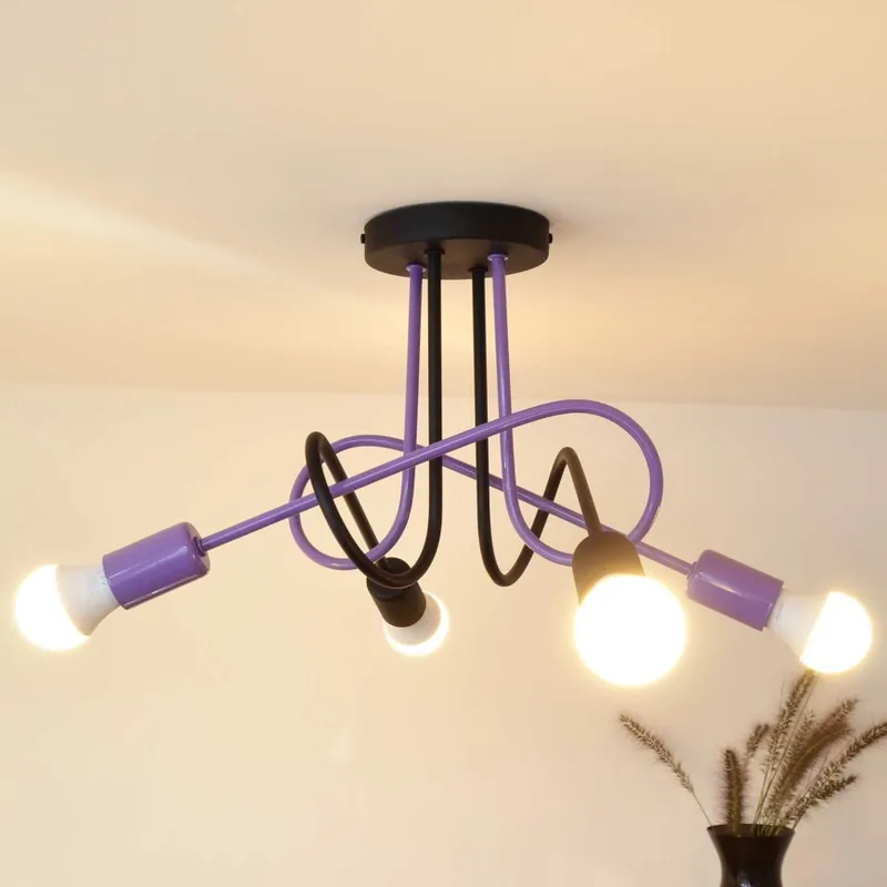 Přisazený lustr OXFORD 4xE27/15W/230V černá/fialová Výprodej