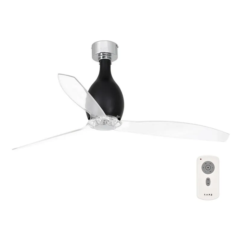 FARO 32026 - Stropní ventilátor MINI ETERFAN černá/čirá pr. 128 cm + dálkové ovládání Aktuální