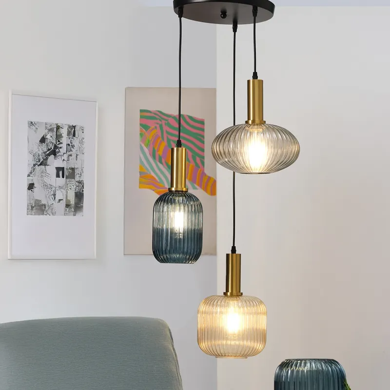 Omezená Nabídka ONLI - Lustr na lanku DOROTY 1xE27/22W/230V modrá/zlatá