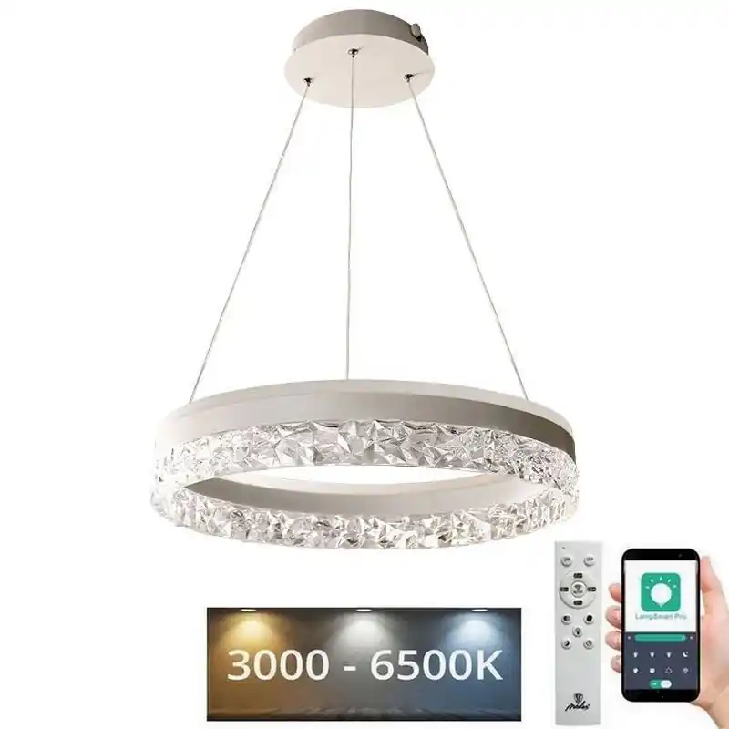 LED Stmívatelný lustr na lanku LED/80W/230V 3000-6500K bílá + dálkové ovládání Horká Nabídka