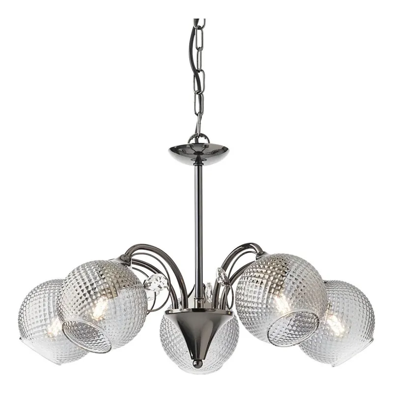 Redo 02-973 - Lustr na řetězu ASPERA 5xE14/28W/230V pr. 52 cm černá Víkendová Akce