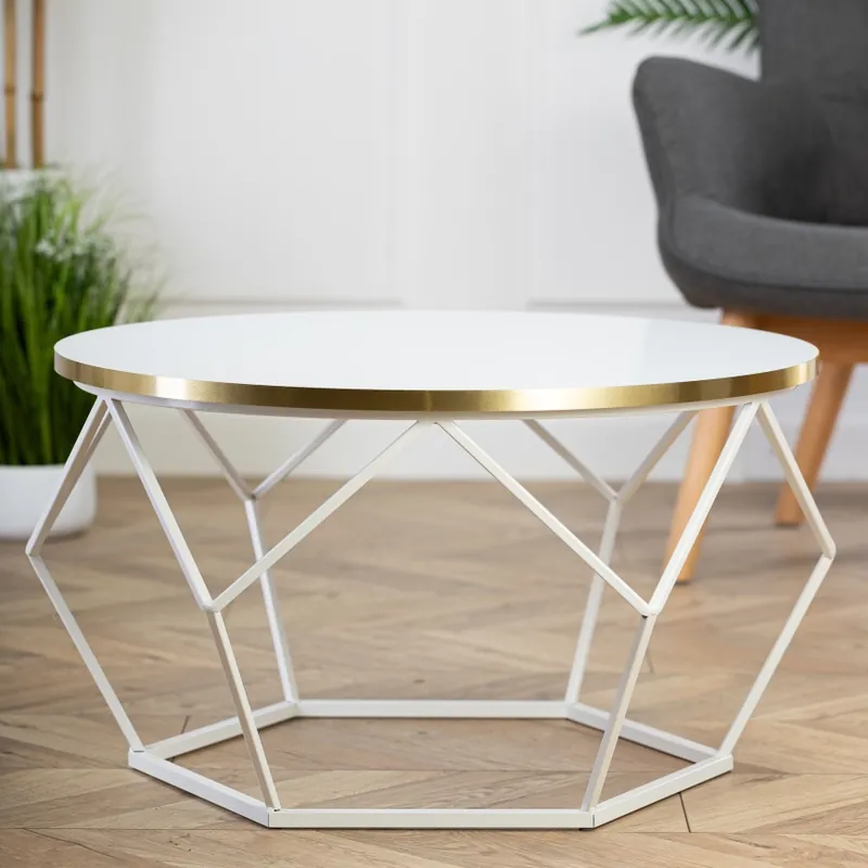 Konferenční stolek DIAMOND 70 cm zlatá/bílá Nejlepší Volba