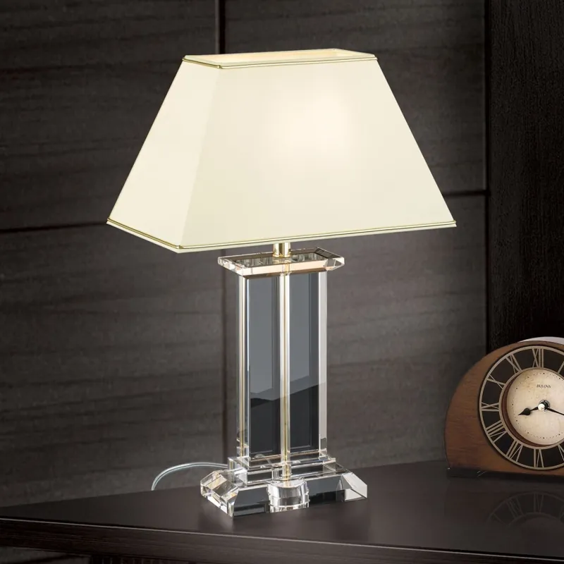 Křišťálová stolní lampa VERONIQUE 1xE27/60W/230V krémová/čirá Aktuální