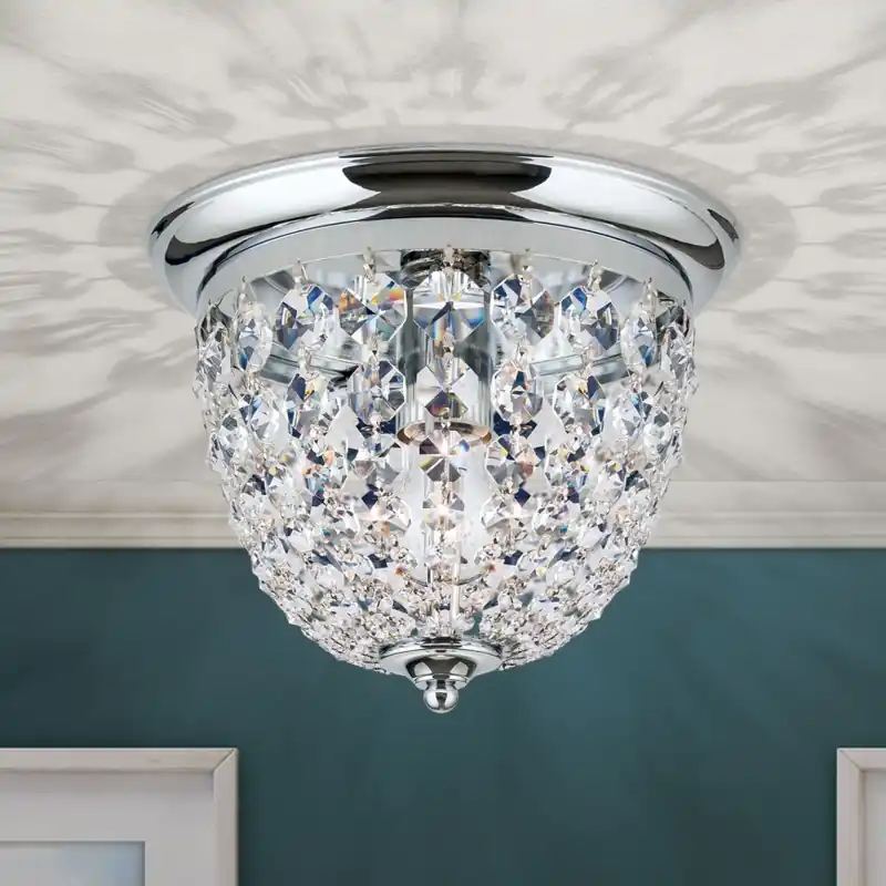 Křišťálové stropní svítidlo PLAFOND 1xE27/40W/230V pr. 26 cm lesklý chrom Jen Po Omezenou Doba