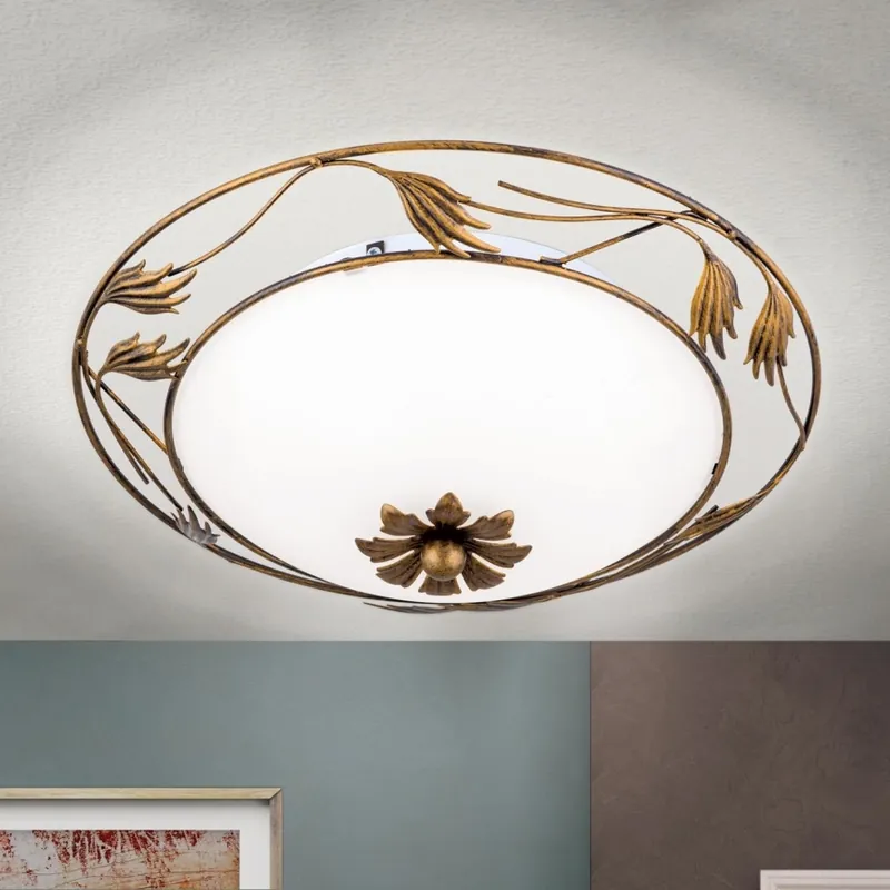 Stropní svítidlo FLEUR 2xE27/60W/230V pr. 40 cm bronz Expresní Doručení