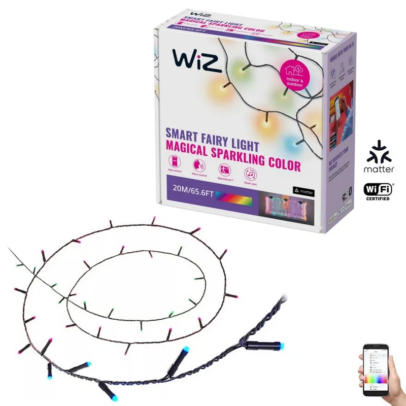 Značkový WiZ - LED RGBW Stmívatelný venkovní řetěz 160xLED 20m IP44 2700-5000K Wi-Fi