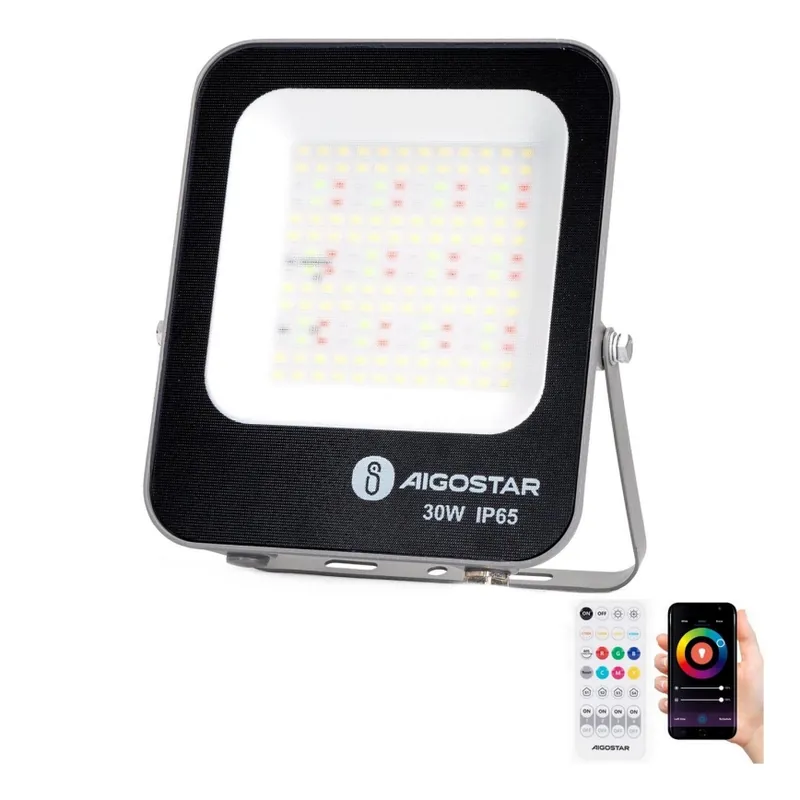 Cenově Výhodný Aigostar - LED RGBW Stmívatelný reflektor MESH Smart LED/30W/230V 6500K IP65 + dálkové ovládání
