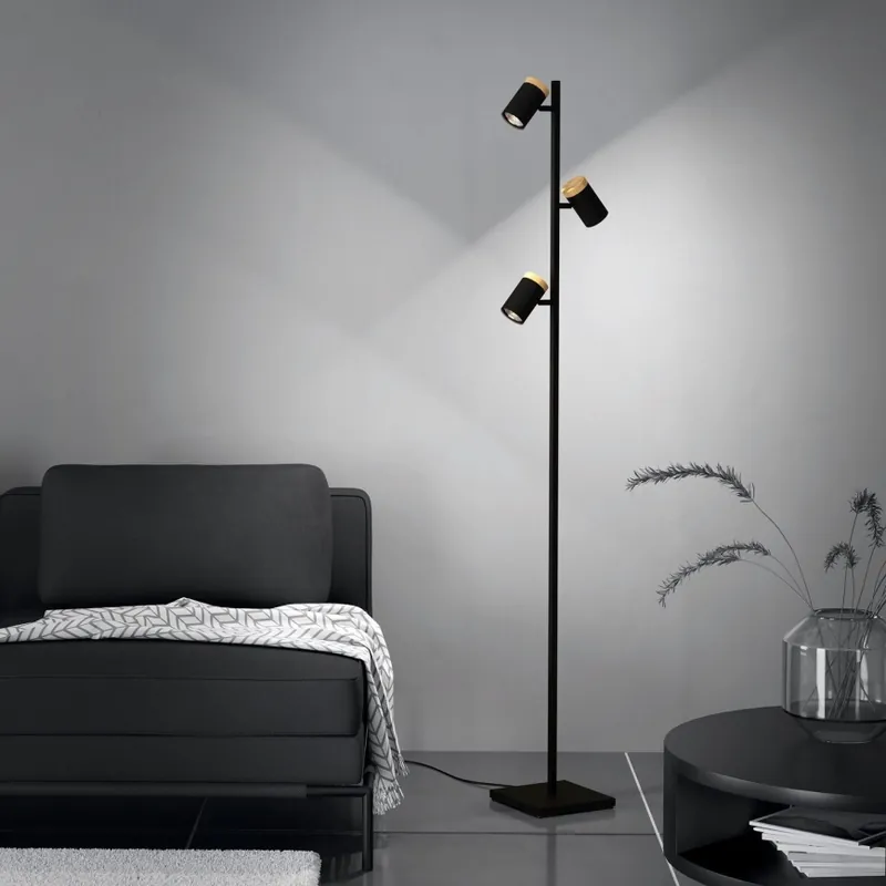 Eglo - LED Stojací lampa 3xGU10/4,5W/230V 3000K černá/hnědá Expresní Doručení