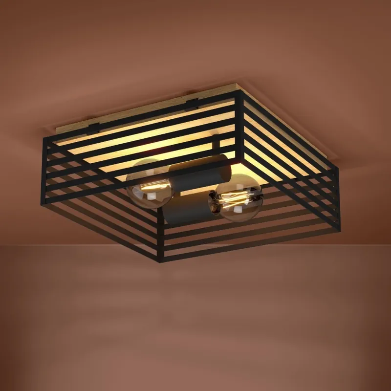 Eglo - Stropní svítidlo 2xE27/40W/230V černá/hnědá Časově Omezené