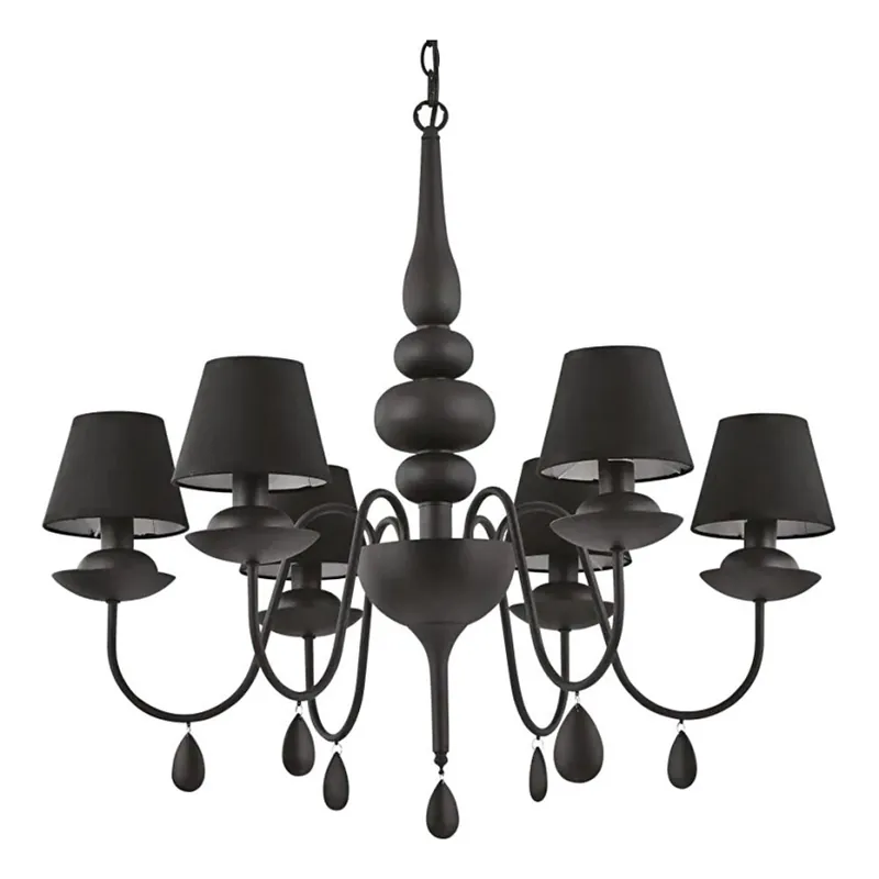 Ověřený Ideal Lux - Lustr na řetězu BLANCHE 6xE14/4W/230V pr. 75 cm černá