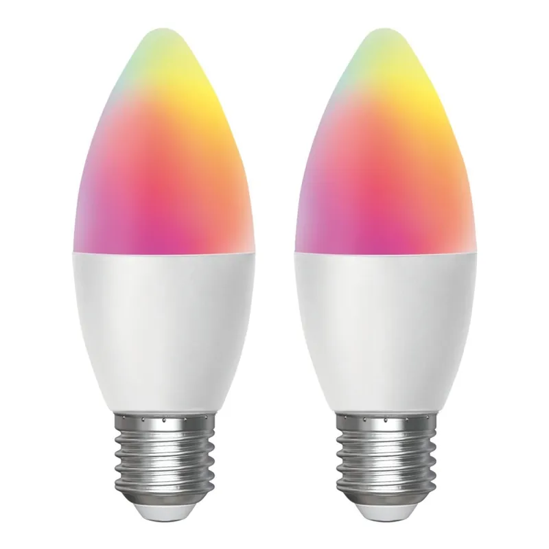SADA 2x LED RGBW Stmívatelná žárovka MESH Smart C37 E27/6,5W/230V 2700-6500K + dálkové ovládání - Aigostar Koupit Online