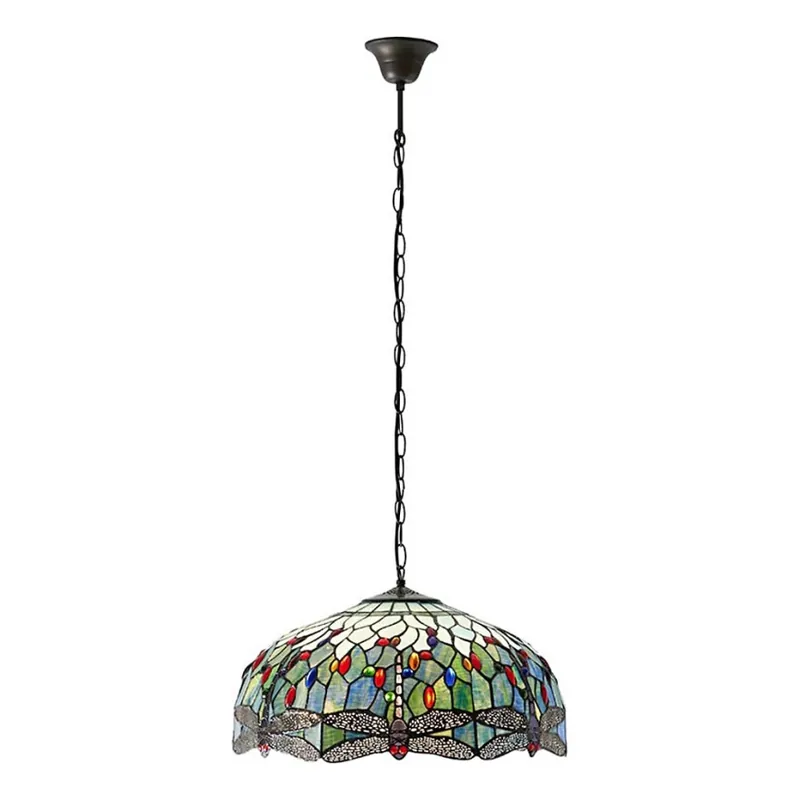 Akční Nabídka Endon 66148 - Lustr na řetězu Tiffany DRAGONFLY 3xE27/60W/230V pr. 50 cm