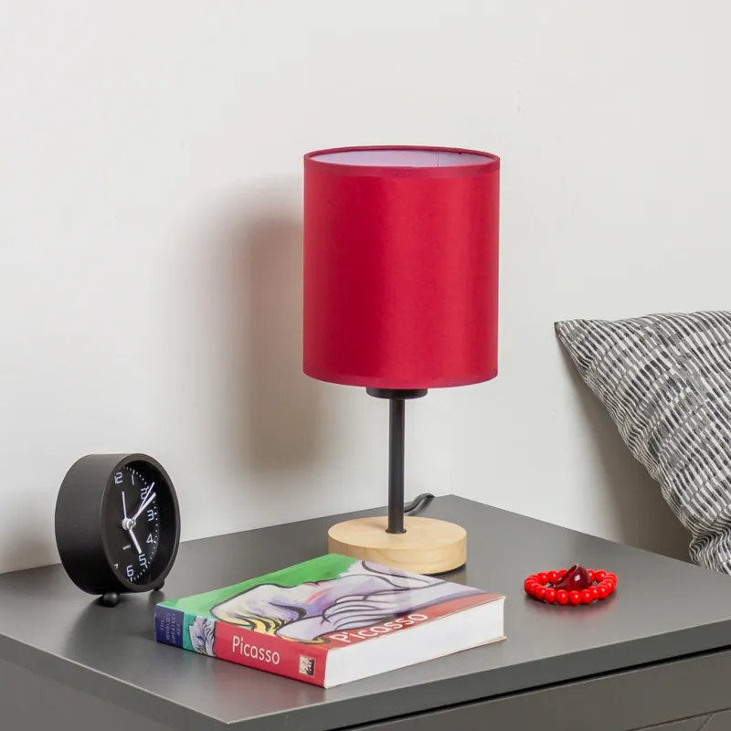 Brilagi - Stolní lampa NUBILA WOOD 1xE27/25W/230V dub/pompejská červená Bezpečná Platba
