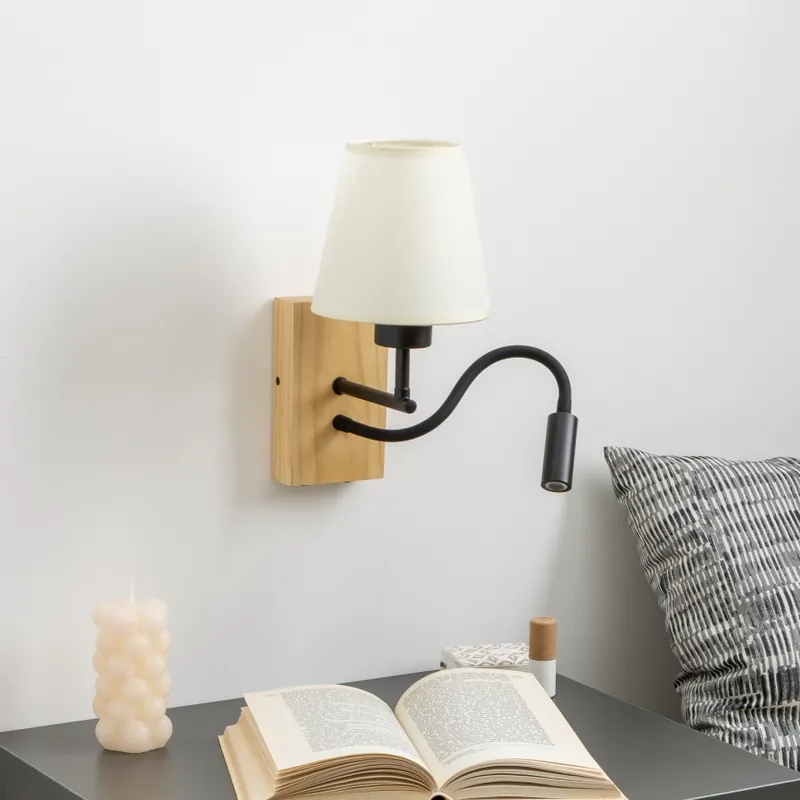 Akční Nabídka Brilagi - LED Flexibilní nástěnná lampa NUBILA WOOD 1xE27/25W/230V + LED/3W dub/krémová