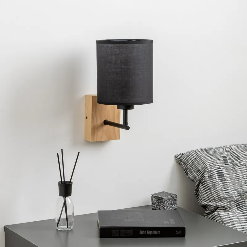 Značkový Brilagi - Nástěnná lampa NUBILA WOOD 1xE27/25W/230V dub/černá
