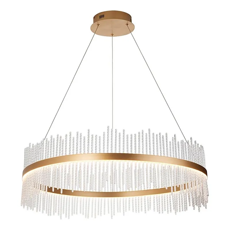 Endon 107672 - LED Stmívatelný lustr na lanku ADRIEL LED/83W/230V 3000K pr. 89 cm zlatá/čirá Bezpečná Platba