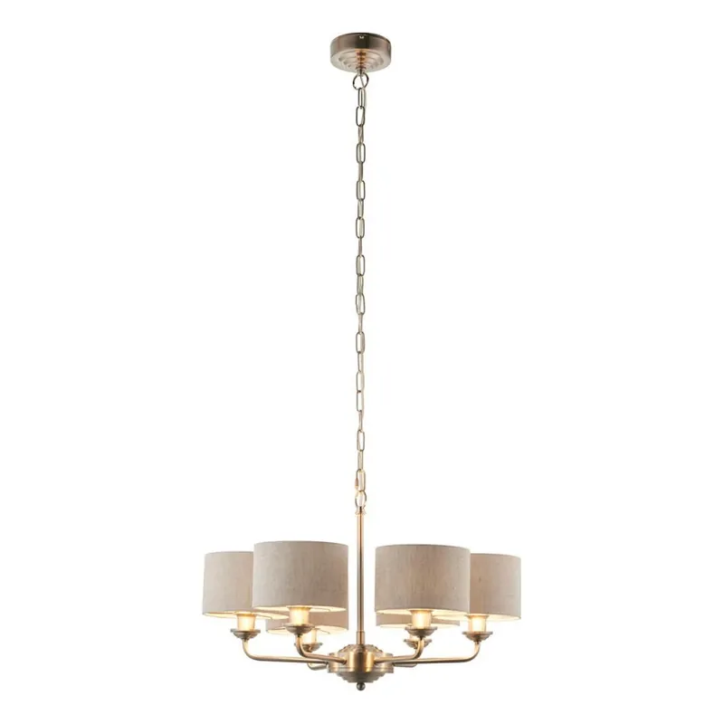 Sleva Endon 99151 - Lustr na řetězu HIGHCLERE 6xE14/28W/230V šedá/matný chrom pr. 53 cm