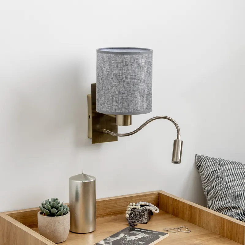 Akce Brilagi - LED Flexibilní nástěnná lampa NUBILA 1xE27/25W/230V + LED/3W mosaz/šedá