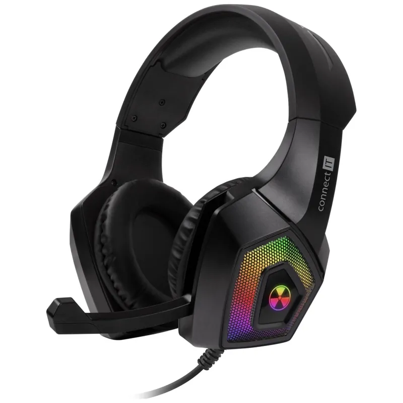 CONNECT IT CHP-5600-BK - LED RGB Herní drátová sluchátka s mikrofonem černá Ihned K Objednání