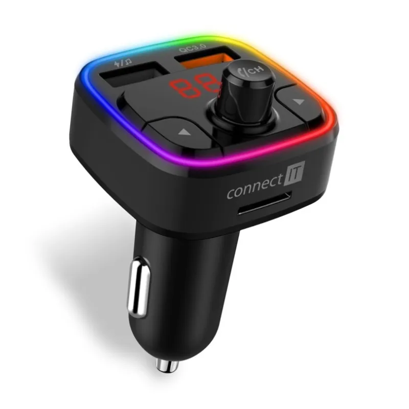 Výhodná Nabídka CONNECT IT CCC-9090-BK - LED RGB FM vysílač do auta s funkcí handsfree černá