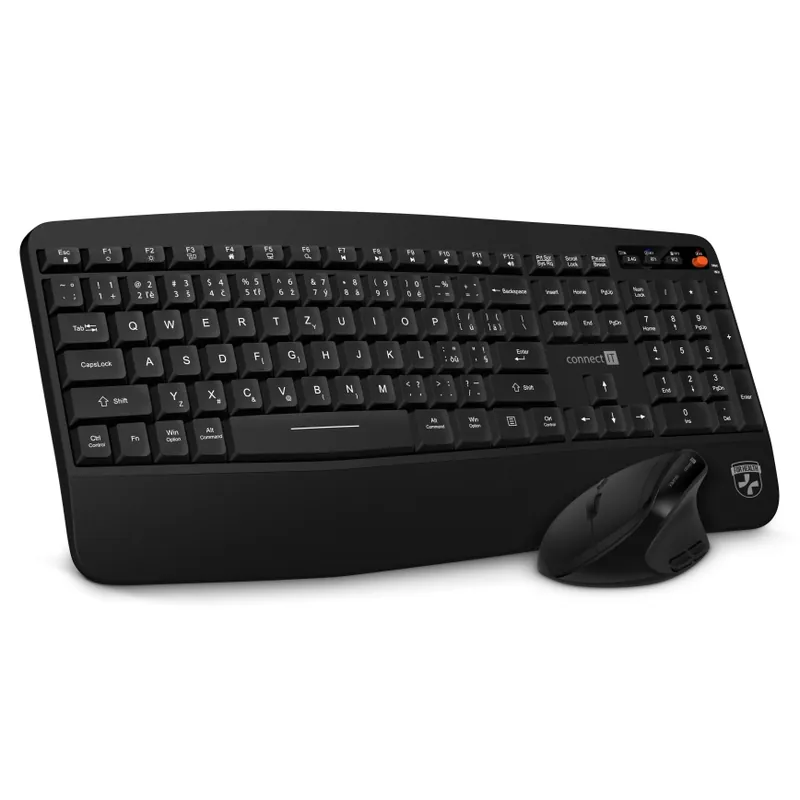 CONNECT IT CKM-6010-CS - Ergonomická bezdrátová klávesnice a myš 800/1200/1600/2400 DPI s CZ/SK lokalizací 1xAA + 2xAAA černá Pouze Dnes
