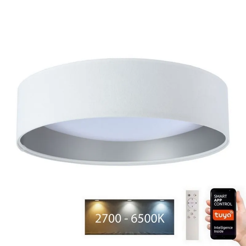 LED Stmívatelné stropní svítidlo SMART GALAXY LED/24W/230V pr. 45 cm 2700-6500K Wi-Fi Tuya bílá/stříbrná + dálkové ovládání Ověřený