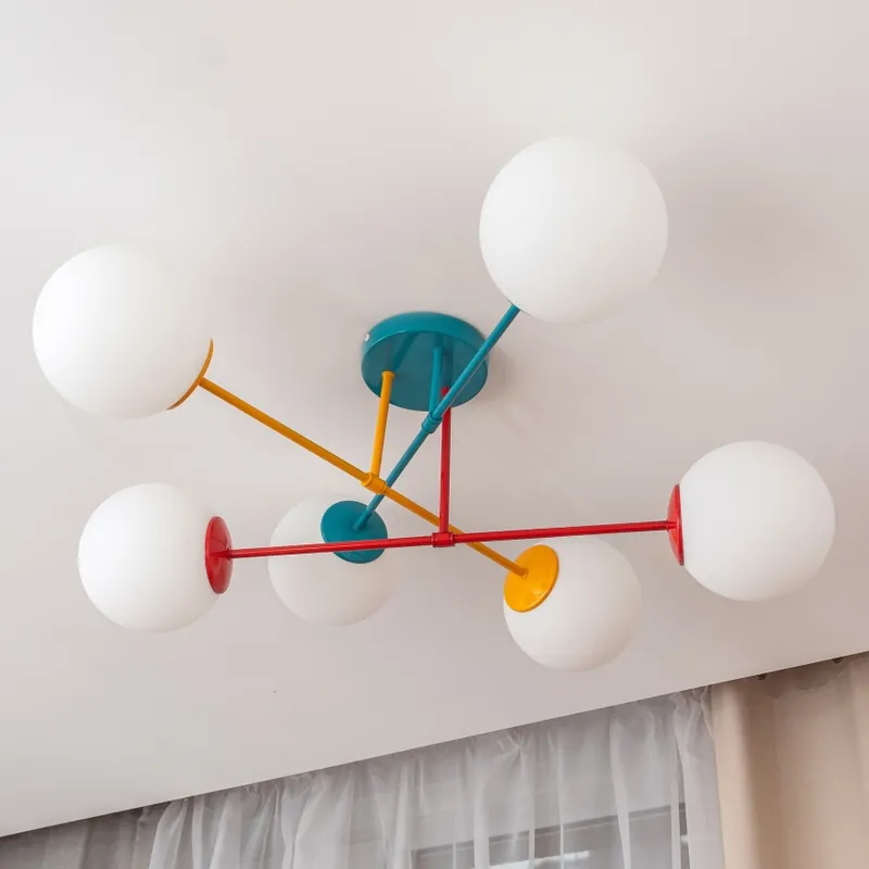 Přisazený lustr MOON 6xE27/15W/230V tyrkysová/žlutá/červená Expresní Doručení