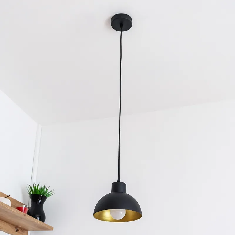 Lustr na lanku VESPER 1xE27/15W/230 pr. 18 cm černá/zlatá Speciální Cena
