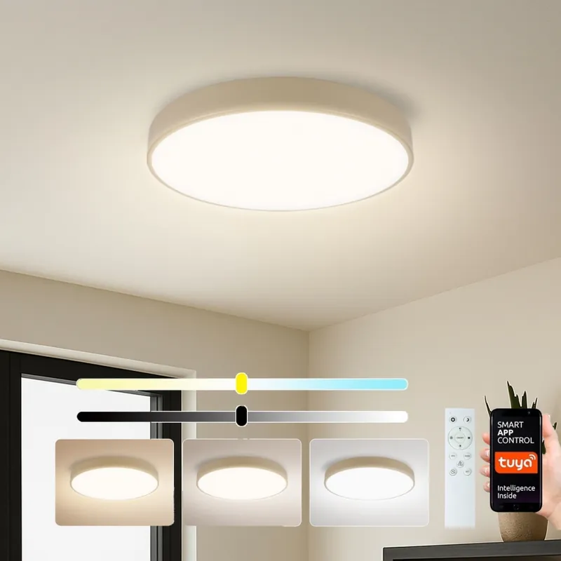 Akční Cena Brilagi - LED Stmívatelné stropní svítidlo POOL SMART LED/48W/230V 3000-6000K pr. 40 cm Wi-Fi Tuya béžová + dálkové ovládání
