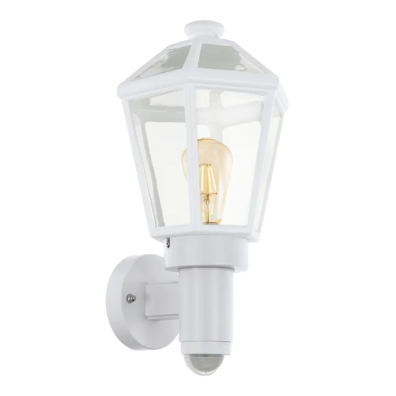 Dokud Zásoby Vydrží Eglo 79288 - Venkovní nástěnná lampa se senzorem pohybu a soumraku MONSELICE 1xE27/28W/230V IP44 bílá
