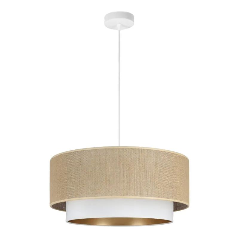 Akční Cena Lustr na lanku SARTA 1xE27/60W/230V pr. 45 cm bílá/juta
