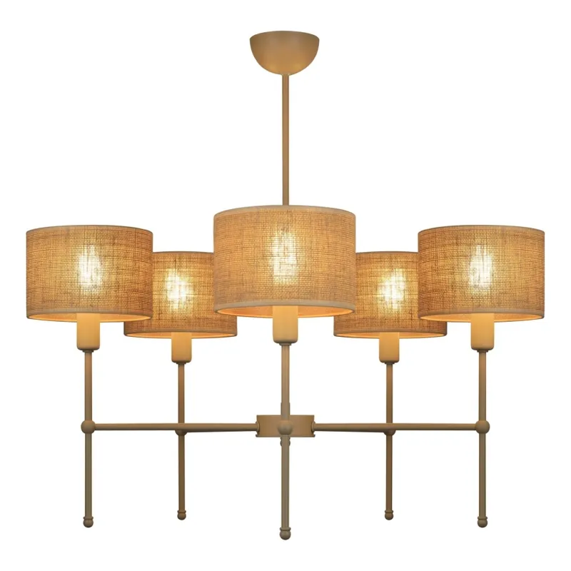 Přímo Od Výrobce Lustr na tyči MADELA 5xE14/40W/230V juta/béžová