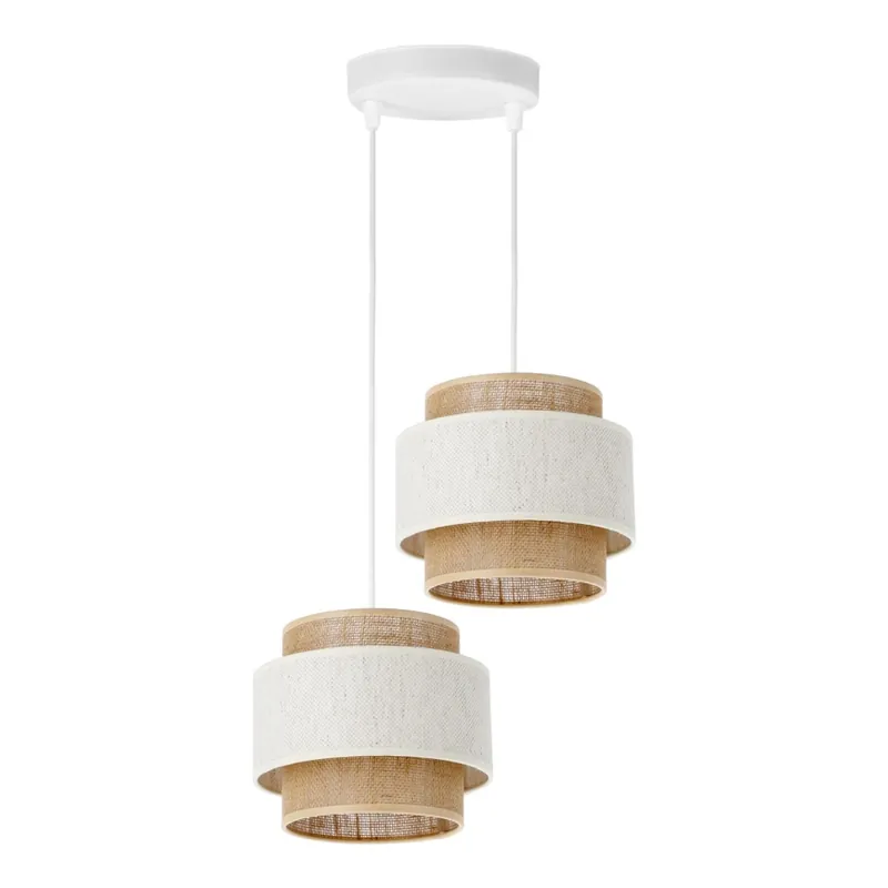 Lustr na lanku BOHO 2xE27/60W/230V krémová/juta Cenově Výhodný