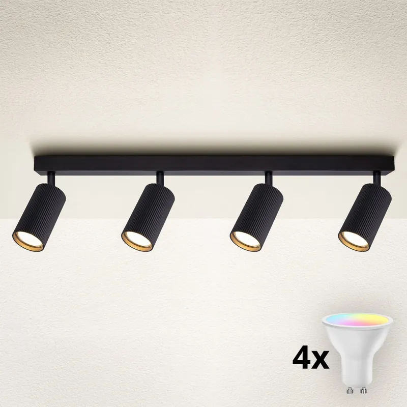 Brilagi - LED RGBW Stmívatelné bodové svítidlo SELE MODERN 4xGU10/4,8W/230V 3000K černá + dálkové ovládání Dokud Zásoby Vydrží