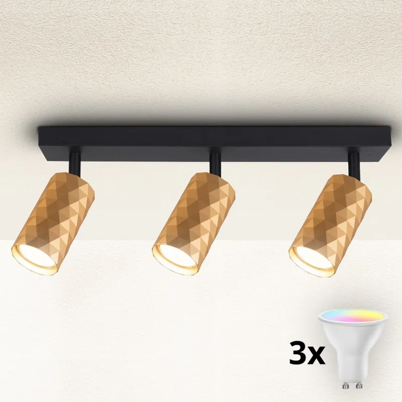 Akční Cena Brilagi - LED RGBW Stmívatelné bodové svítidlo SELE DIAMANT 3xGU10/4,8W/230V 3000K zlatá + dálkové ovládání