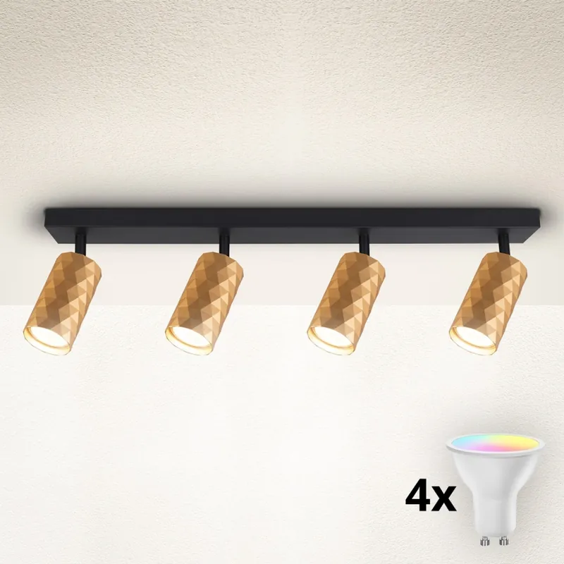 Brilagi - LED RGBW Stmívatelné bodové svítidlo SELE DIAMANT 4xGU10/4,8W/230V 3000K zlatá + dálkové ovládání Pouze Dnes