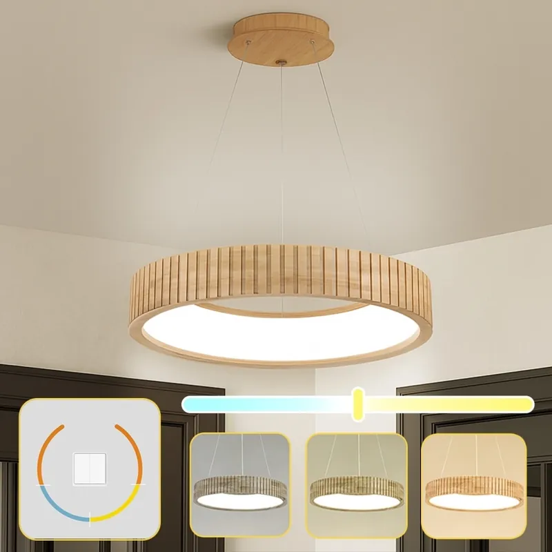 Akční Nabídka Brilagi - LED Lustr na lanku FALCON WOOD MODERN LED/30W/230V 3000/4000/6000K pr. 45 cm dřevo