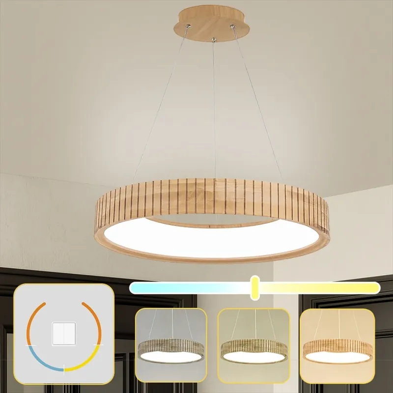 Nejlepší Cena Brilagi - LED Lustr na lanku FALCON WOOD MODERN LED/40W/230V 3000/4000/6000K pr. 60 cm dřevo