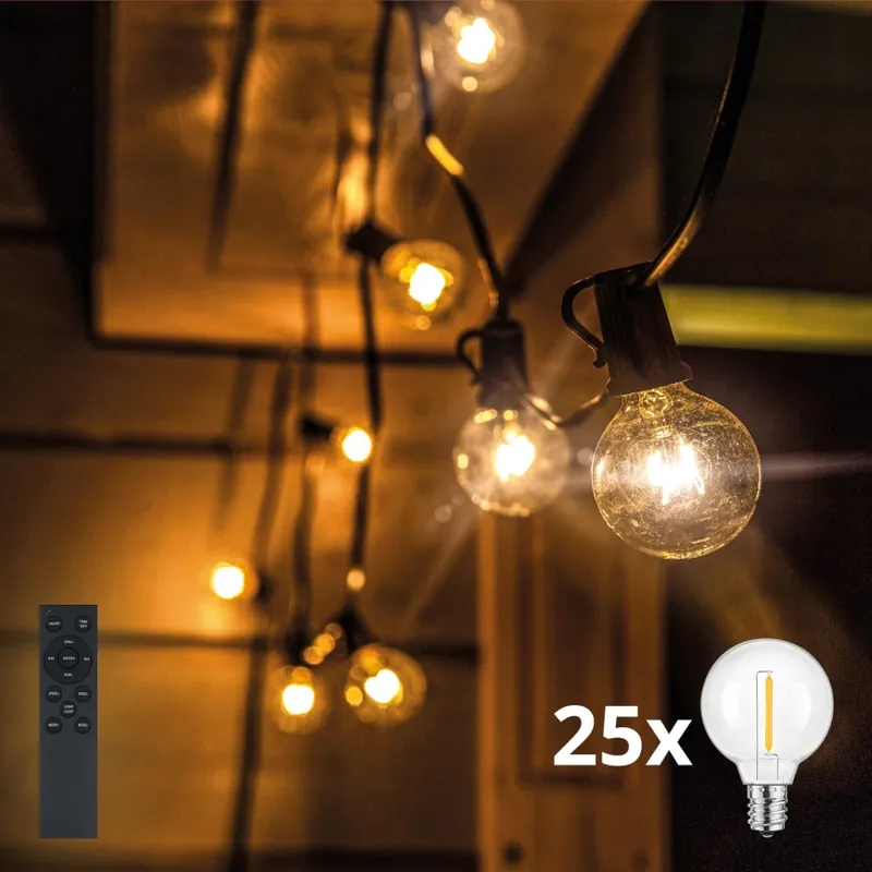 Brilagi - LED Venkovní dekorační řetěz GIRLANDA 25xE12/0,6W/230V 20m černá IP44 teplá bílá + dálkové ovládání Tovární Cena
