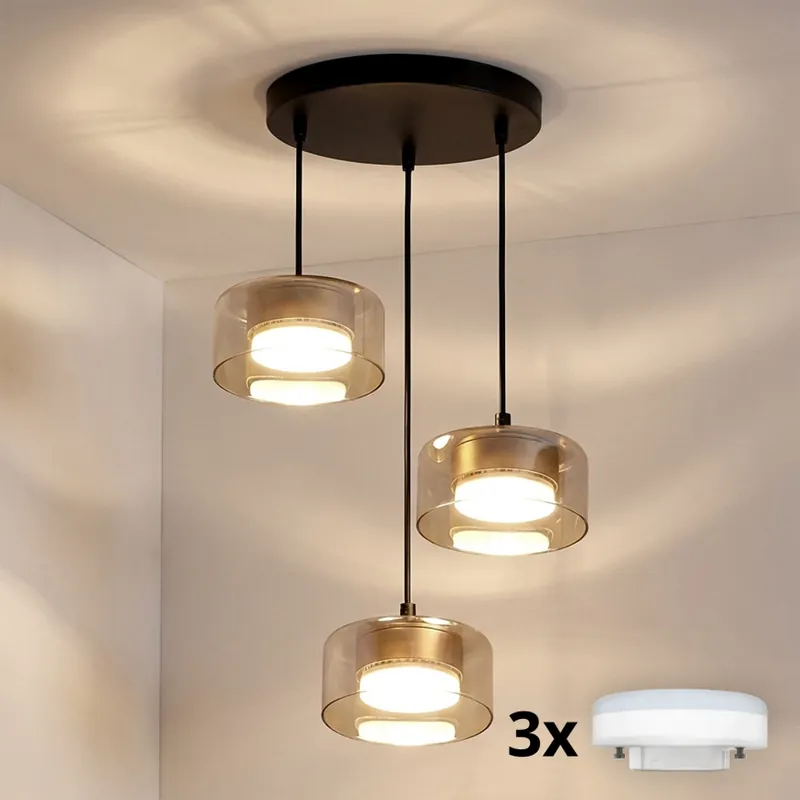 Omezená Nabídka Brilagi - LED Lustr na lanku AURA LUX 3xGX53/13W/230V černá/zlatá