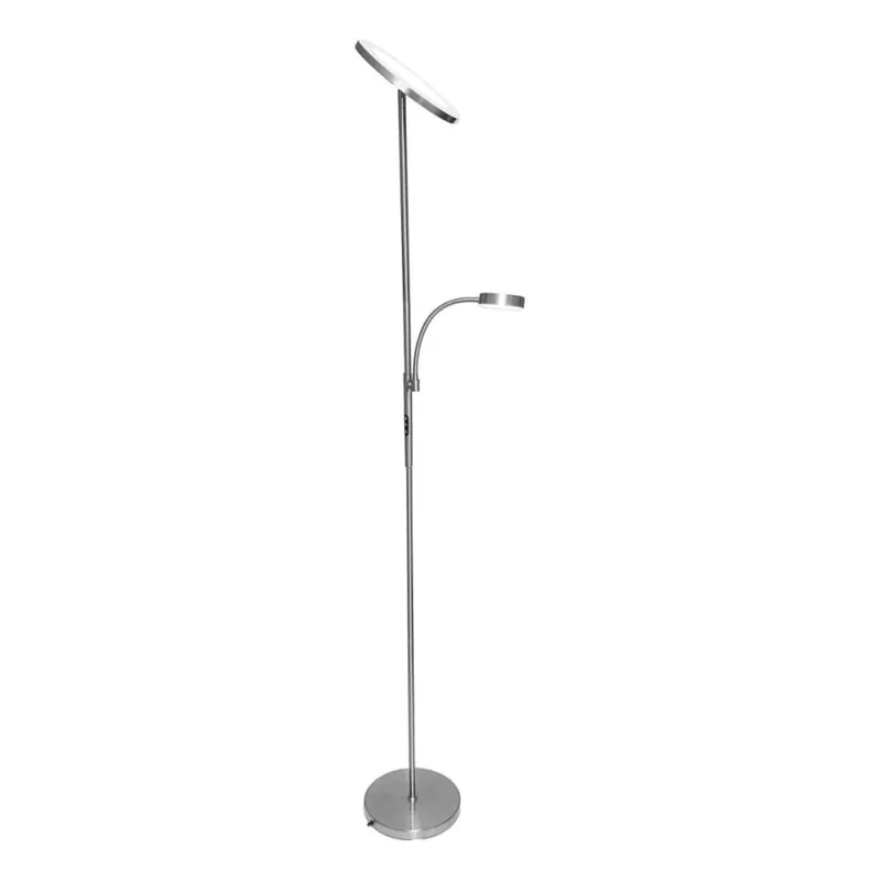 Nejprodávanější LED Stmívatelná stojací lampa NORA LED/25W/230V 2200/3000/4000K + LED/5W 3000K matný chrom + dálkové ovládání