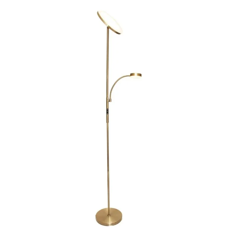 LED Stmívatelná stojací lampa NORA LED/25W/230V 2200/3000/4000K + LED/5W 3000K zlatá + dálkové ovládání Nízká Cena