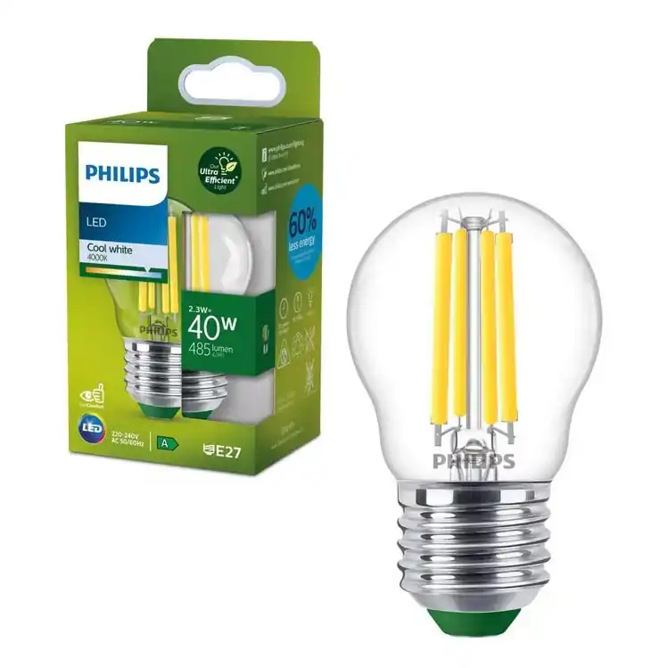 LED Žárovka ULTRAEFFICIENT VINTAGE Philips P45 E27/2,3W/230V 4000K Časově Omezené