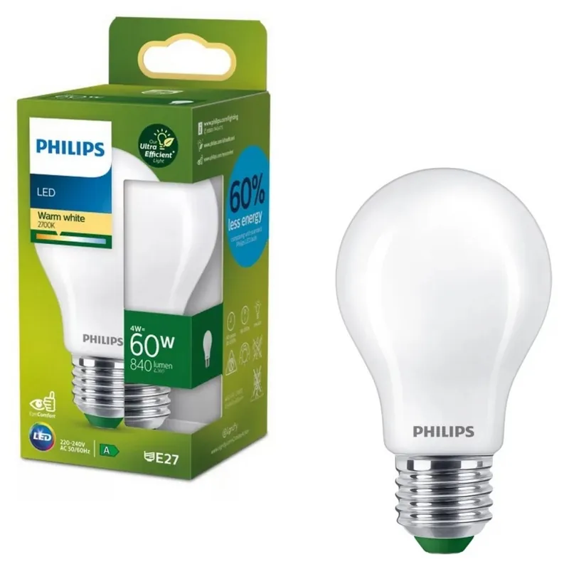 Sleva LED Žárovka ULTRAEFFICIENT Philips A60 E27/4W/230V 2700K