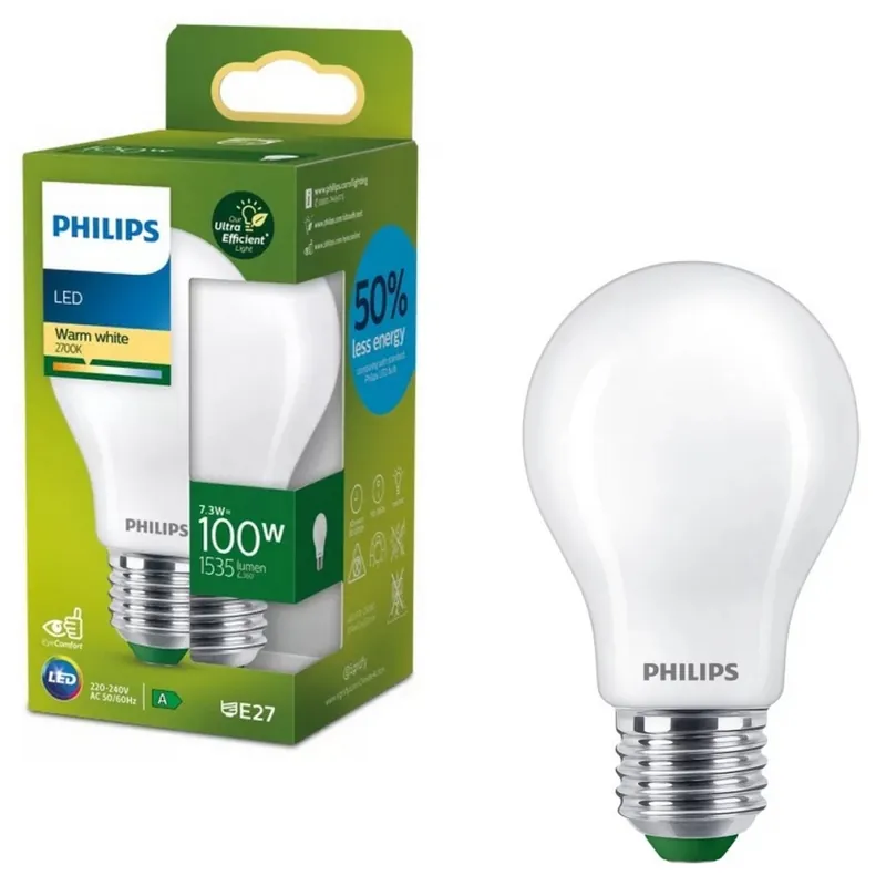 LED Žárovka ULTRAEFFICIENT Philips A60 E27/7,3W/230V 2700K Akční Nabídka