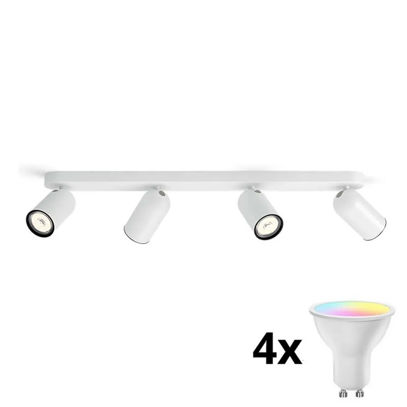 Výprodej Philips - LED RGBW Stmívatelné bodové svítidlo PONGEE 4xGU10/4,8W/230V 3000K bílá + dálkové ovládání