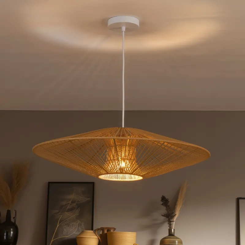 Akční Cena Brilagi - LED Lustr na lanku CERIA BOHO 1xE27/40W/230V pr. 70 cm bílá/hnědá