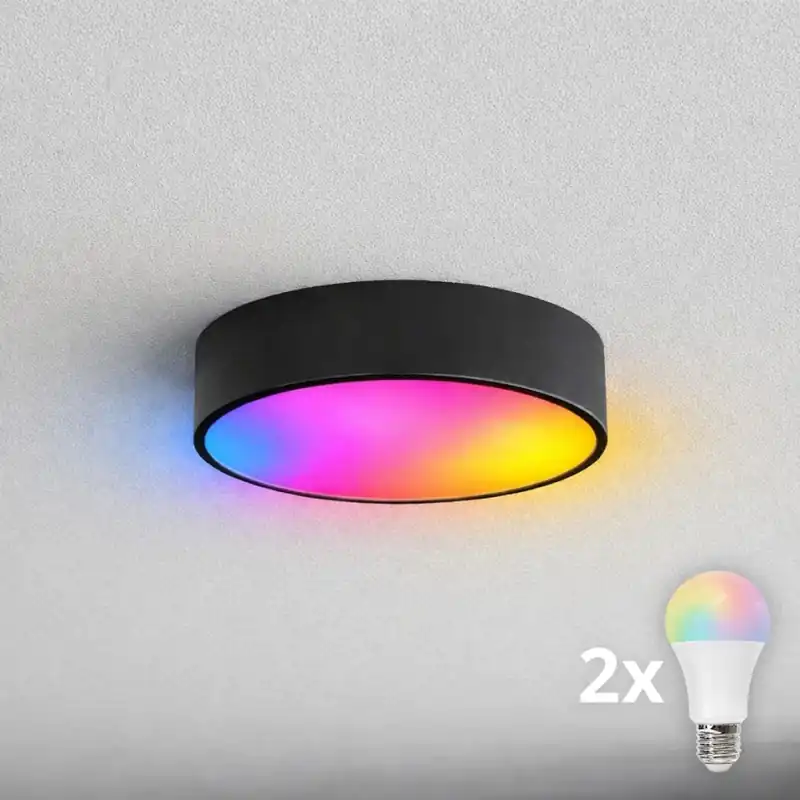 Super Cena Brilagi - LED RGBW Stmívatelné koupelnové stropní svítidlo CLARE 2xE27/9W/230V 2700-6500K pr. 30 cm IP54 Wi-Fi černá