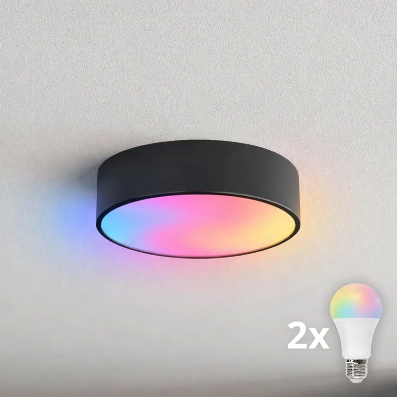 Brilagi - LED RGBW Stmívatelné stropní svítidlo CLARE 2xE27/9W/230V 2700-6500K pr. 30 cm Wi-Fi černá Akce